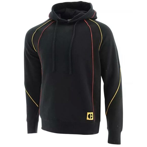 Caterpillar Pitch Black Code Piped Logo Print Hoodie Unisex Size Small - Picture 1 of 8